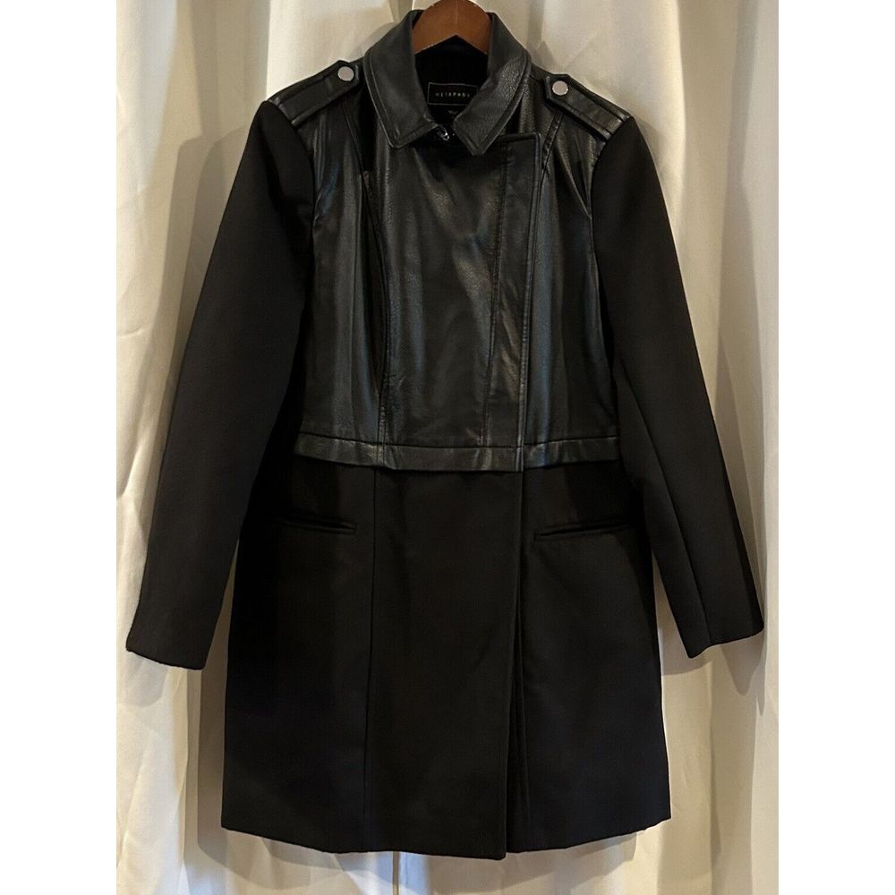 Metaphor Wms 18 Black Faux Leather Med‎ Weight Coat